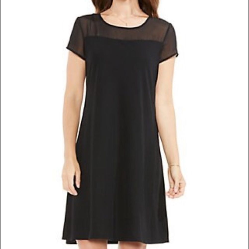 Vince Camuto Little Black Dress Mesh Top SZ S